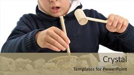  Presentation with archaeologist - Theme with dino - child archaeologist excavating for dinosaur background and a coral colored foreground