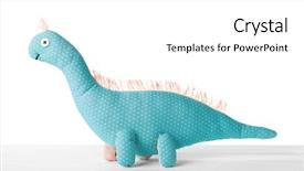  Presentation with dinosaur - Slide set with dino - cute toy dinosaur on table background and a white colored foreground
