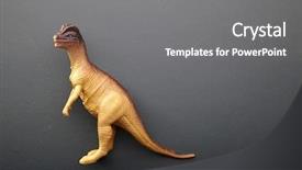  Presentation with dinosaur - Amazing slide deck having dino - dinosaur toy over a blackboard backdrop and a gray colored foreground