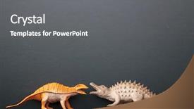  Presentation with dinosaur - Slide deck with dino - dinosaur toy over a blackboard background and a gray colored foreground