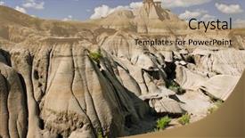  Presentation with dinosaur - Beautiful slide set featuring dianousaurs - view of the badlands backdrop and a coral colored foreground