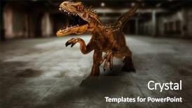  Presentation with dinosaur - Colorful PPT theme enhanced with dinosaur in action t-rex backdrop and a tawny brown colored foreground