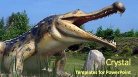  Presentation with poland - Beautiful PPT layouts featuring dinosaur in jurassic park backdrop and a tawny brown colored foreground