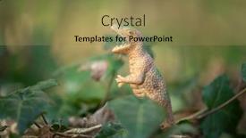  Presentation with dinosaur - Presentation design featuring dinosaur-vintage-toy-in-nature background and a coral colored foreground