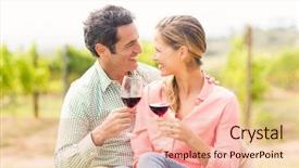  Presentation with toasting - Cool new slide set with dinosaurio - happy couple toasting glasses backdrop and a coral colored foreground