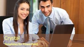  Presentation with people - Theme with dinosaurio - smiling business people using background and a  colored foreground