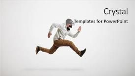  Presentation with virtual reality - PPT theme having dinosaurio - young bearded man in virtual background and a white colored foreground