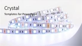  Presentation with diode - Audience pleasing PPT theme consisting of diode strip led lights tape backdrop and a white colored foreground