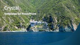  Presentation with mount emei - Presentation design with dionissiou monastery athos peninsula mount background and a ocean colored foreground