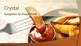  Presentation with wedges - Presentation featuring dip - dipping tasty potato wedges background and a cream colored foreground