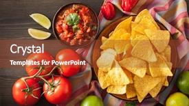  Presentation with mexican nachos tortilla chips - Audience pleasing PPT layouts consisting of dip and nachos tortilla chips backdrop and a tawny brown colored foreground