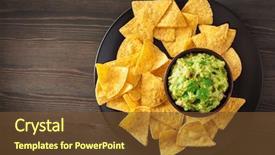  Presentation with mexican nachos tortilla chips - Slides with dip and nachos tortilla chips background and a tawny brown colored foreground