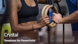  Presentation with dip - Beautiful slide set featuring dip ring young man and african american woman relaxed after workout at gym dipping exercise backdrop and a tawny brown colored foreground