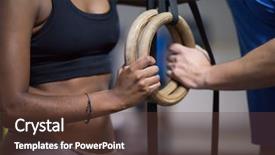  Presentation with dip - Slide deck enhanced with dip ring young man and african american woman relaxed after workout at gym dipping exercise background and a tawny brown colored foreground