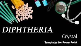  Presentation with medical pills - PPT theme featuring diphtheria-text-on-medical-background background and a black colored foreground