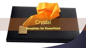  Presentation with medal - PPT theme with diploma and medal isolated on white background background and a tawny brown colored foreground