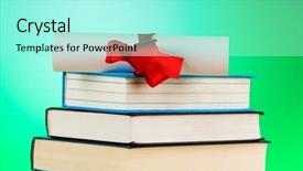  Presentation with stack books - Presentation with diploma and stack of books background and a arctic colored foreground