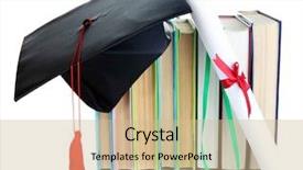  Presentation with medal - Theme consisting of diploma hat and books background and a soft green colored foreground