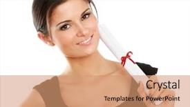  Presentation with diploma - Amazing slide set having beautiful woman student with diploma backdrop and a coral colored foreground