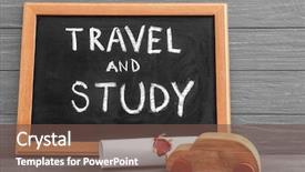  Presentation with study abroad - Cool new PPT theme with diploma on table education abroad backdrop and a tawny brown colored foreground