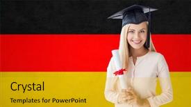  Presentation with school graduation - Amazing theme having diploma over german flag backdrop and a gold colored foreground