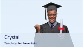  Presentation with ophthalmoscope african american models - Slide deck consisting of diploma winner - young graduated african american man background and a sky blue colored foreground