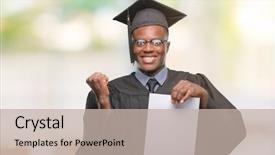  Presentation with african american seniors - Theme featuring diploma winner - young graduated african american man background and a mint green colored foreground