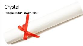  Presentation with diploma - Slides with diploma with a red ribbon isolated on a white background background and a white colored foreground