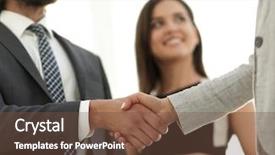  Presentation with shaking hands - Theme enhanced with diplomacy - businesspeople shaking hands against room background and a tawny brown colored foreground