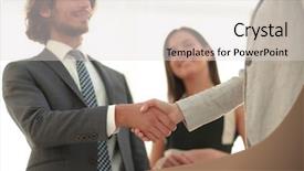  Presentation with diplomacy - Presentation enhanced with diplomacy - businesspeople shaking hands against room background and a light gray colored foreground