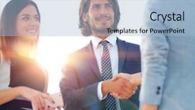  Presentation with diplomacy - Amazing theme having diplomacy - businesspeople shaking hands against room backdrop and a light blue colored foreground