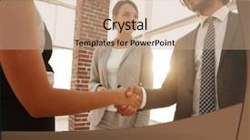  Presentation with shaking hands - Cool new slides with diplomacy - businesspeople shaking hands against room backdrop and a coral colored foreground