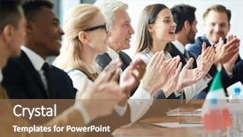  Presentation with government - Beautiful PPT layouts featuring diplomacy - cheerful excited government representatives sitting backdrop and a coral colored foreground