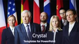  Presentation with diplomacy - Beautiful presentation theme featuring diplomacy - delegates listening to someone backdrop and a wine colored foreground