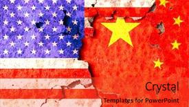  Presentation with diplomacy - Beautiful presentation design featuring diplomacy - flags of america and china backdrop and a red colored foreground