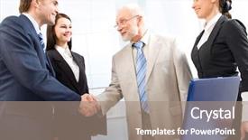  Presentation with diplomacy - Slides with diplomacy - group of four business people background and a coral colored foreground