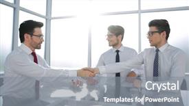  Presentation with handshakes - Theme with diplomacy - handshakes of business people background and a gray colored foreground