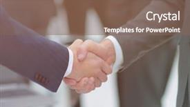  Presentation with diplomacy - Beautiful slides featuring diplomacy - two businessmen shaking hands backdrop and a violet colored foreground