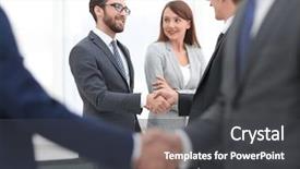  Presentation with shaking hands - Cool new PPT layouts with diplomacy - two businessmen shaking hands backdrop and a dark gray colored foreground