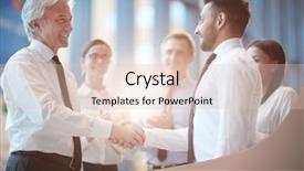  Presentation with diplomacy - Audience pleasing theme consisting of diplomacy - young and mature businessmen greeting backdrop and a lemonade colored foreground