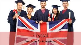  Presentation with britain - Audience pleasing PPT theme consisting of diplomas and british flag backdrop and a red colored foreground