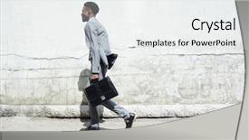  Presentation with crime thriller suit and tie - Colorful PPT layouts enhanced with diplomat - businessman in suit hurrying somewhere backdrop and a  colored foreground