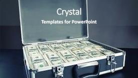  Presentation with case - Amazing slide set having diplomat - case full of money backdrop and a ocean colored foreground