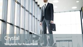  Presentation with modern - Slide deck with diplomat - modern businessman in suit wearing background and a gray colored foreground