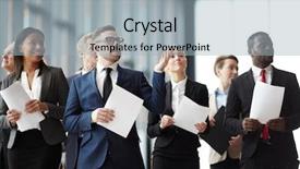  Presentation with foreign - Presentation design enhanced with diplomat - one of young delegates background and a light blue colored foreground