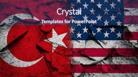  Presentation with usa flag - Colorful slide set enhanced with diplomat - sanction or conflict concept usa backdrop and a ocean colored foreground