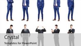  Presentation with people - Slide set featuring diplomat - set of business people isolated background and a light gray colored foreground