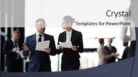  Presentation with joint - Presentation theme having diplomat - two young confident politicians background and a white colored foreground