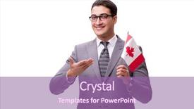  Presentation with flag - Amazing slide set having diplomat - young businessman with flag isolated backdrop and a coral colored foreground