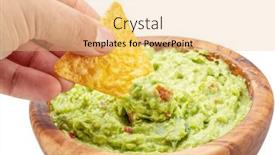  Presentation with corn - PPT theme enhanced with dipping-corn-chips-into-guacamole background and a coral colored foreground